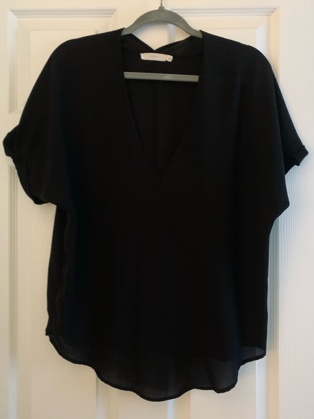 Lush Black V-Neck Dolman Sleeve Blouse